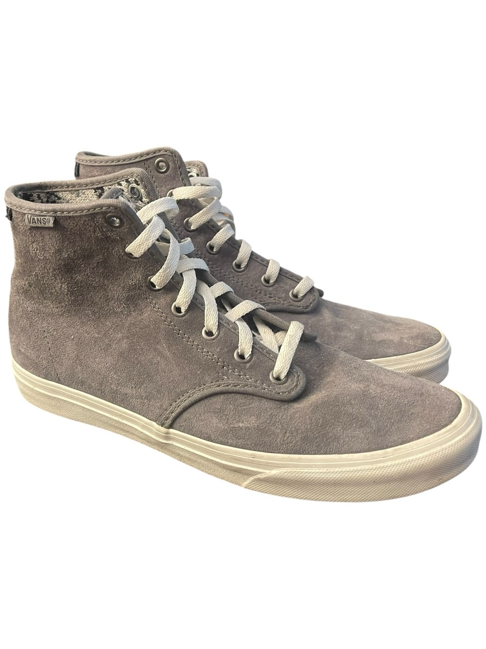 Vans Camden High-Top Suede Sneakers Gray Lace Up Off The Wall Size 9.5
